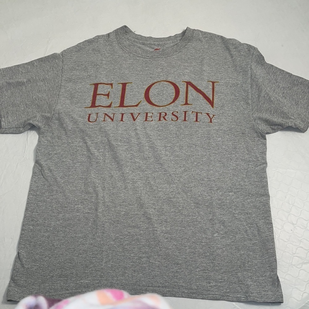 Elon University collegiate logo crew neck heather gray short sleeve t-shirt